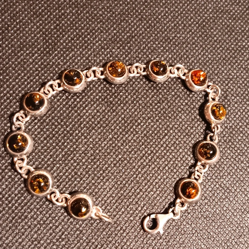 Set Baltic Amber Bracelet Ring Sterling Silver - Picture 3 of 15